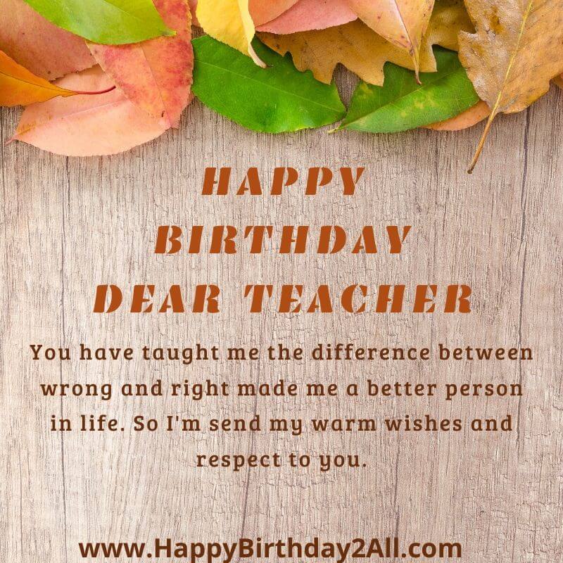 happy birthday DEAR TEACHER