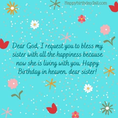 birthday msg for sister in heaven