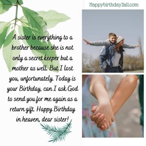 birthday wish for my dear sister in heaven